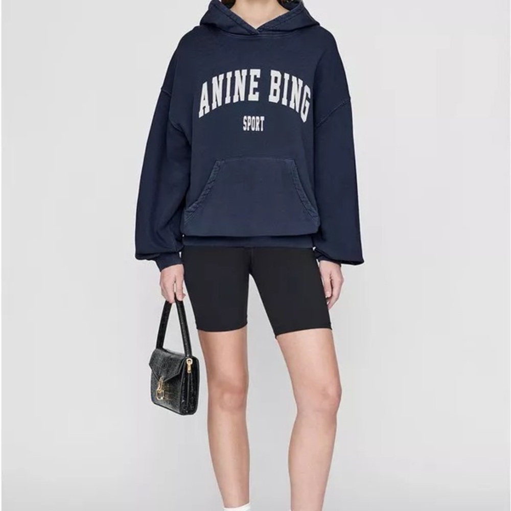 Anine Bing Sport Harvey Navy hooded sweatshirt
